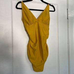 Mustard yellow maternity 1 piece bathing suit